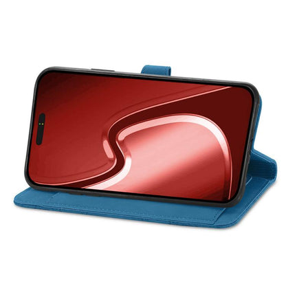 For iPhone 16e Embossed Flower Zipper Leather Phone Case(Blue) by bashfashion