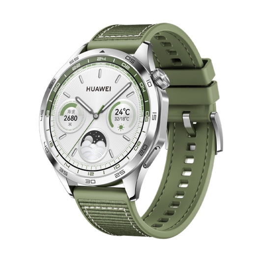 For Huawei Watch GT4 46mm Nylon Silicone Leather Watch Band(Green) by bashfashion