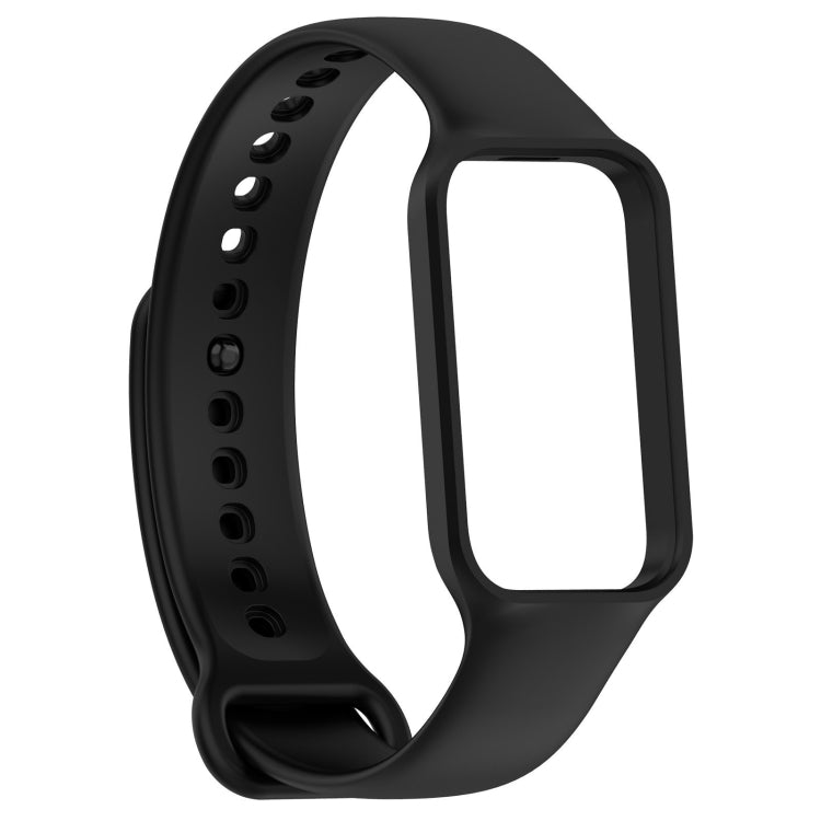 For Xiaomi Mi Band 8 Active Solid Color Integrated Silicone Watch Band(Black) by bashfashion