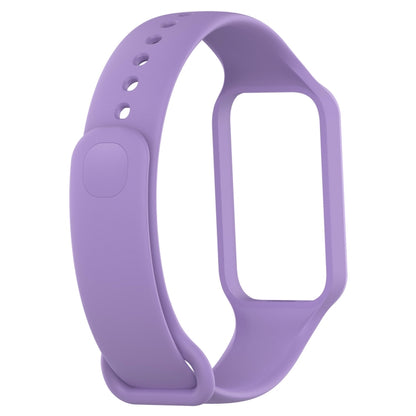 For Xiaomi Mi Band 8 Active Solid Color Integrated Silicone Watch Band(Purple) by bashfashion