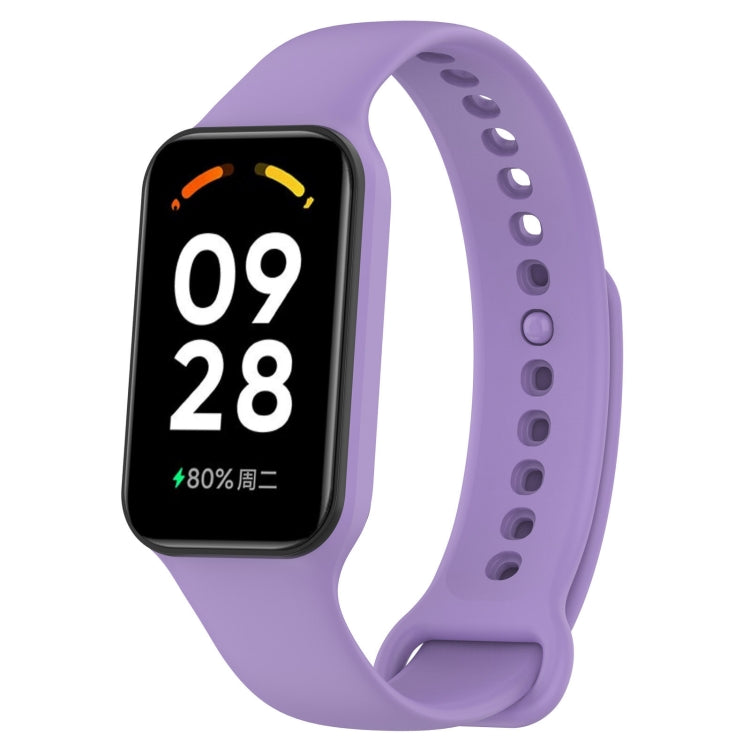 For Xiaomi Mi Band 8 Active Solid Color Integrated Silicone Watch Band(Purple) by bashfashion