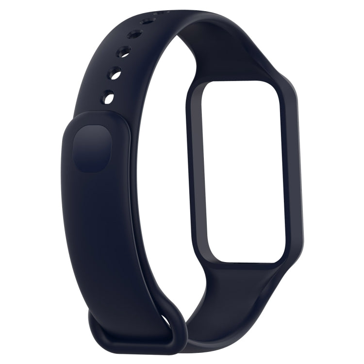 For Xiaomi Mi Band 8 Active Solid Color Integrated Silicone Watch Band(Dark Blue) by bashfashion