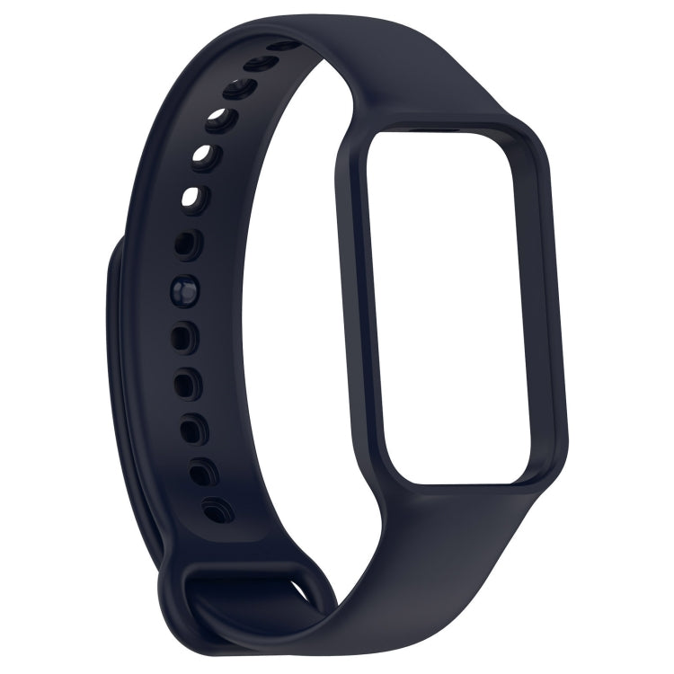 For Xiaomi Mi Band 8 Active Solid Color Integrated Silicone Watch Band(Dark Blue) by bashfashion
