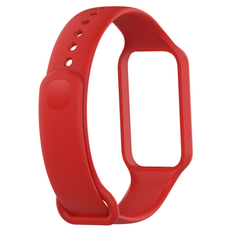 For Xiaomi Mi Band 8 Active Solid Color Integrated Silicone Watch Band(Red) by bashfashion