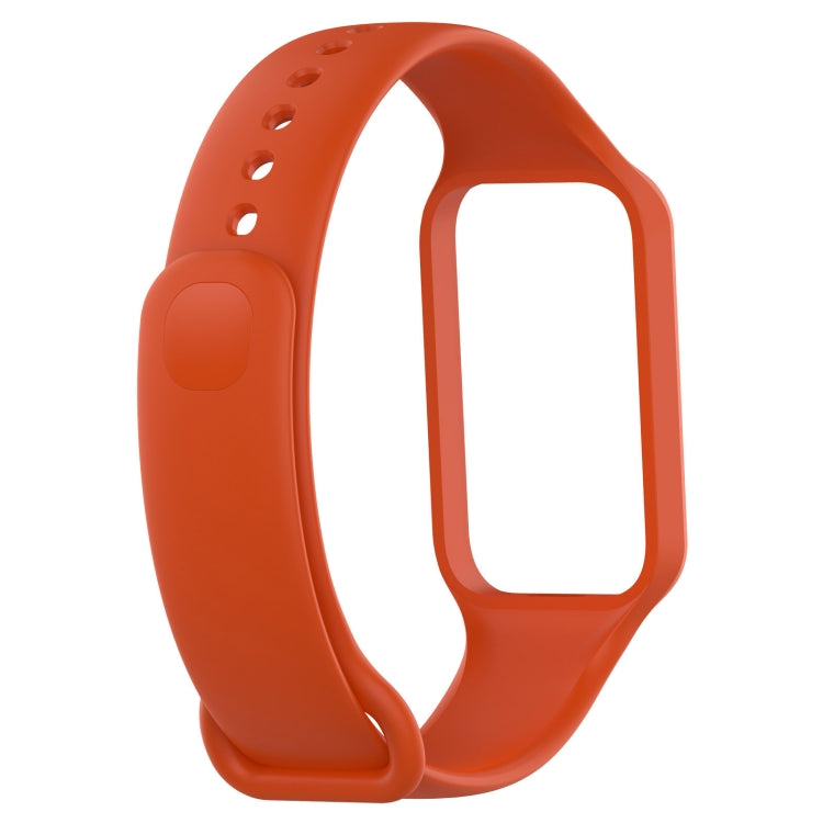 For Xiaomi Mi Band 8 Active Solid Color Integrated Silicone Watch Band(Orange) by bashfashion