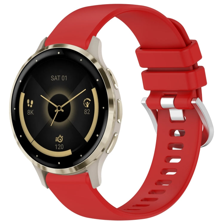 For Garmin Venu 3S Liquid Glossy Silver Buckle Silicone Watch Band(Red) by bashfashion