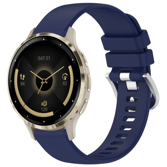 For Garmin Venu 3S Liquid Glossy Silver Buckle Silicone Watch Band(Dark Blue) by bashfashion