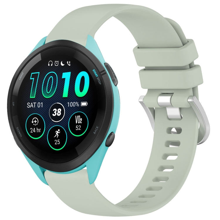 For Garmin Forerunner 265S Liquid Glossy Silver Buckle Silicone Watch Band(Green) by bashfashion