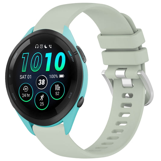 For Garmin Forerunner 265S Liquid Glossy Silver Buckle Silicone Watch Band(Green) by bashfashion