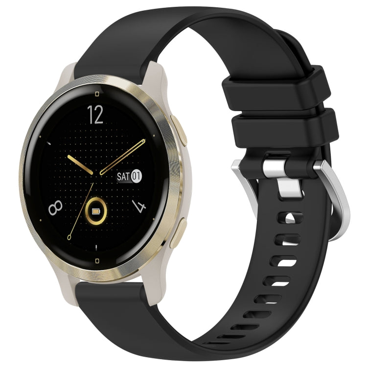 For Garmin Venu 2S Liquid Glossy Silver Buckle Silicone Watch Band(Black) by bashfashion