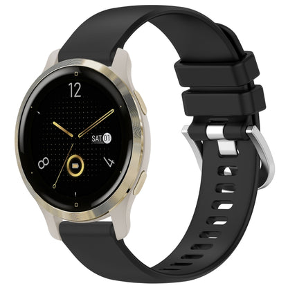 For Garmin Venu 2S Liquid Glossy Silver Buckle Silicone Watch Band(Black) by bashfashion