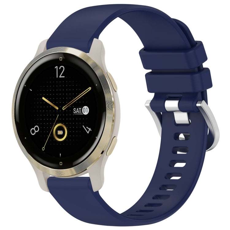 For Garmin Venu 2S Liquid Glossy Silver Buckle Silicone Watch Band(Dark Blue) by bashfashion