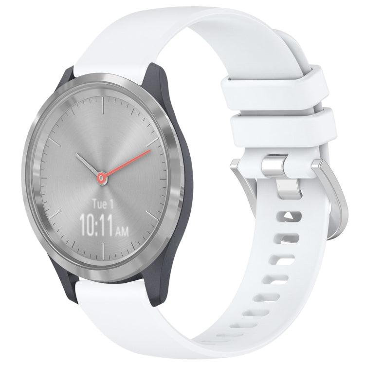 For Garmin Vivomove 3S Liquid Glossy Silver Buckle Silicone Watch Band(White) by bashfashion