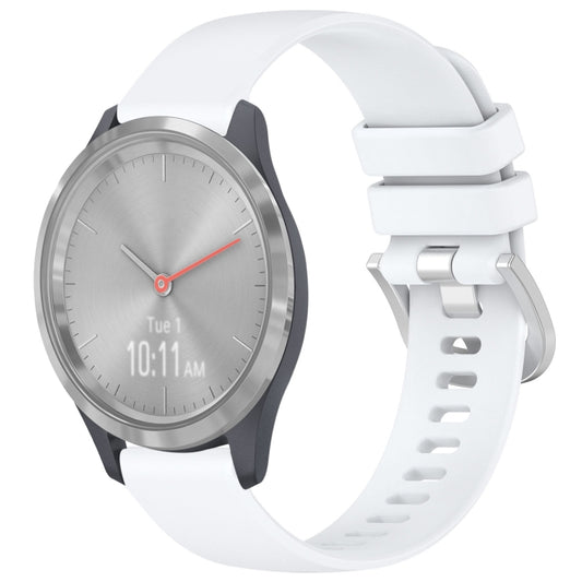 For Garmin Vivomove 3S Liquid Glossy Silver Buckle Silicone Watch Band(White) by bashfashion