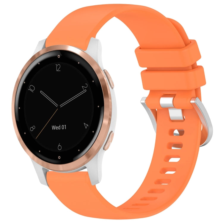 For Garmin Vivoactive 4S Liquid Glossy Silver Buckle Silicone Watch Band(Orange) by bashfashion