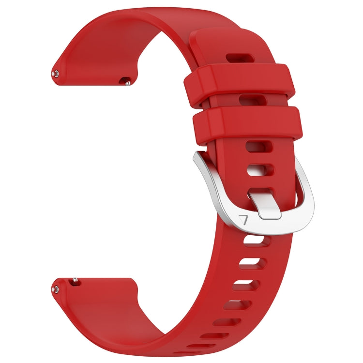 For Garmin Vivoactive 4S Liquid Glossy Silver Buckle Silicone Watch Band(Red) by bashfashion