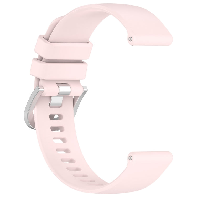 For Garmin Vivoactive 4S Liquid Glossy Silver Buckle Silicone Watch Band(Pink) by bashfashion