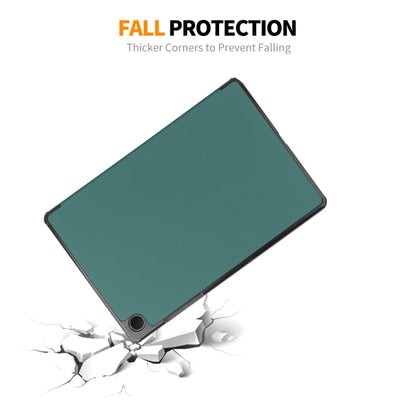 For Samsung Galaxy Tab A9+ 11.0 ENKAY Tri-fold Custer Texture Leather Smart Tablet Case(Dark Green) by ENKAY
