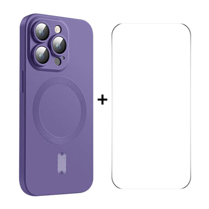 For iPhone 15 Pro Max ENKAY MagSafe Matte TPU Phone Case with Lens Film & Screen Glass Film(Purple) by ENKAY