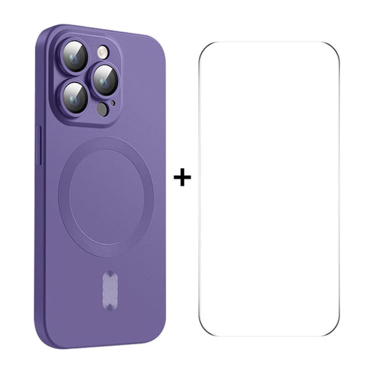 For iPhone 15 Pro ENKAY MagSafe Matte TPU Phone Case with Lens Film & Screen Glass Film(Purple) by ENKAY