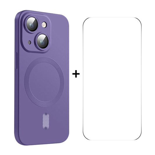 For iPhone 15 Plus ENKAY MagSafe Matte TPU Phone Case with Lens Film & Screen Glass Film(Purple) by ENKAY