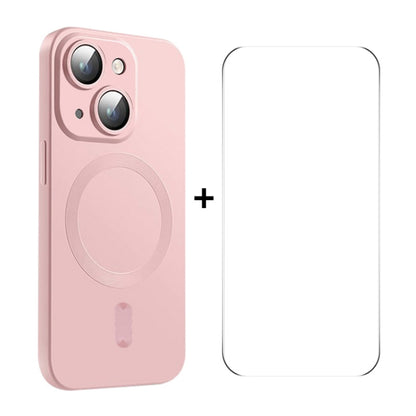 For iPhone 15 ENKAY MagSafe Matte TPU Phone Case with Lens Film & Screen Glass Film(Pink) by ENKAY