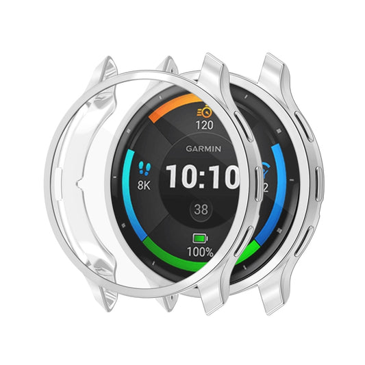 For Garmin Venu 3S ENKAY Hat-Prince Full Coverage Electroplated TPU Watch Case with Screen Protection(Silver) by ENKAY
