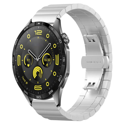 For Huawei Watch GT4 46mm One Bead Butterfly Buckle Stainless Steel Metal Watch Band(Silver) by bashfashion