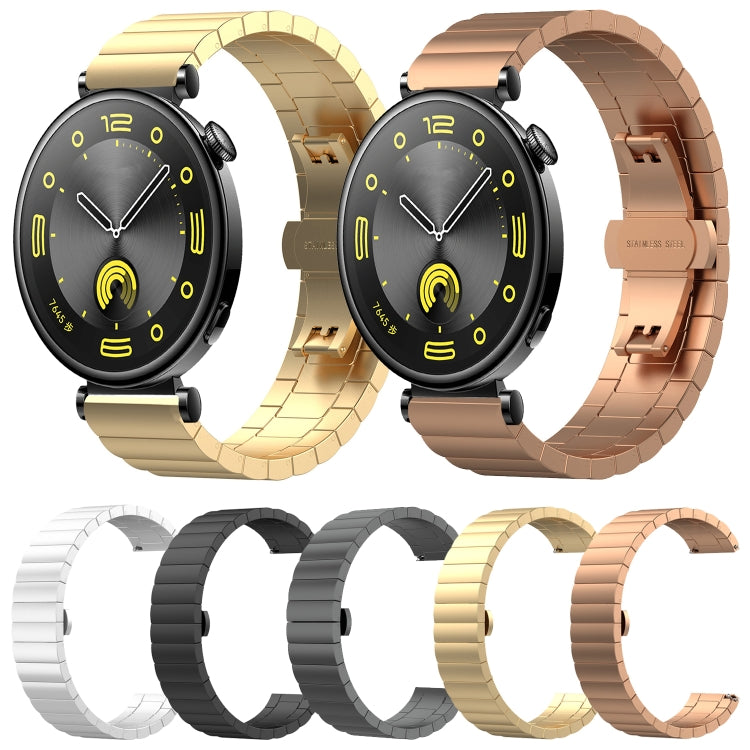 For Huawei Watch GT4 46mm One Bead Butterfly Buckle Stainless Steel Metal Watch Band(Silver) by bashfashion