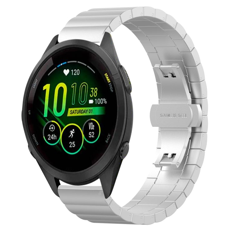 For Garmin Forerunner 265S One Bead Butterfly Buckle Stainless Steel Metal Watch Band(Silver) by bashfashion