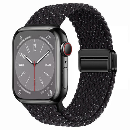 For Apple Watch Ultra 2 49mm Nylon Woven Magnetic Fold Buckle Watch Band(Starry Black) by bashfashion