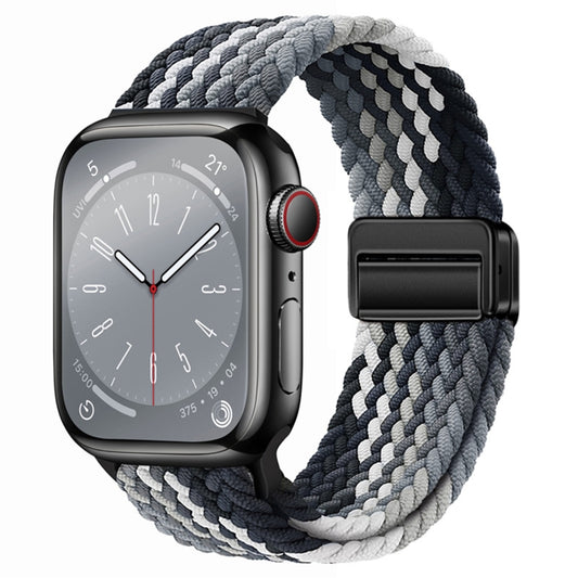For Apple Watch Ultra 49mm Nylon Woven Magnetic Fold Buckle Watch Band(Grey Black) by bashfashion