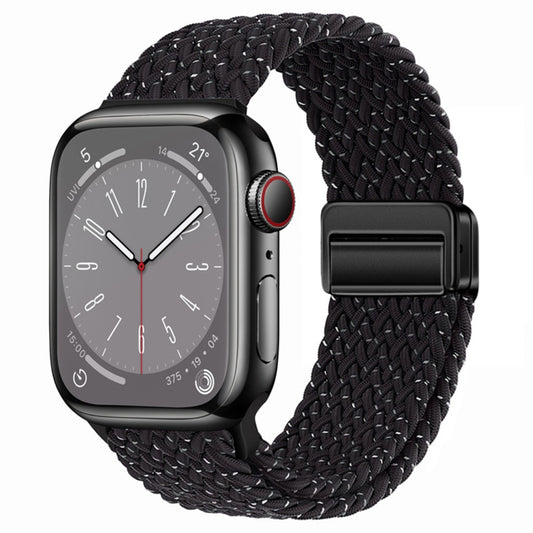 For Apple Watch Ultra 49mm Nylon Woven Magnetic Fold Buckle Watch Band(Starry Black) by bashfashion