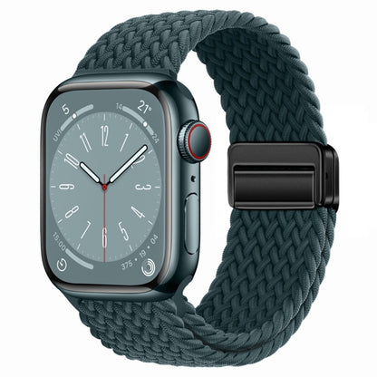 For Apple Watch Ultra 49mm Nylon Woven Magnetic Fold Buckle Watch Band(Rainforest Green) by bashfashion