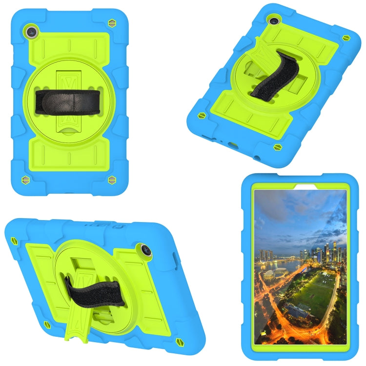 For Samsung Galaxy Tab A11 / A9 Silicone Hybrid PC Shockproof Tablet Case with Shoulder Strap(Bluish-Green) by bashfashion