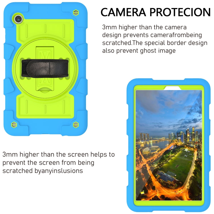 For Samsung Galaxy Tab A11 / A9 Silicone Hybrid PC Shockproof Tablet Case with Shoulder Strap(Bluish-Green) by bashfashion