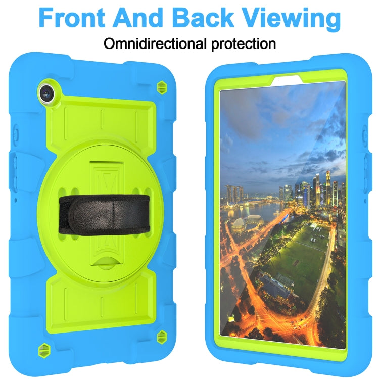 For Samsung Galaxy Tab A11 / A9 Silicone Hybrid PC Shockproof Tablet Case with Shoulder Strap(Bluish-Green) by bashfashion