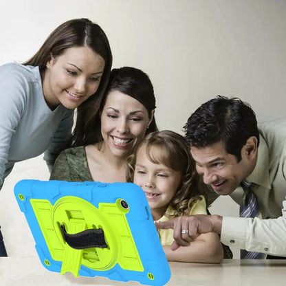 For Samsung Galaxy Tab A11 / A9 Silicone Hybrid PC Shockproof Tablet Case with Shoulder Strap(Bluish-Green) by bashfashion