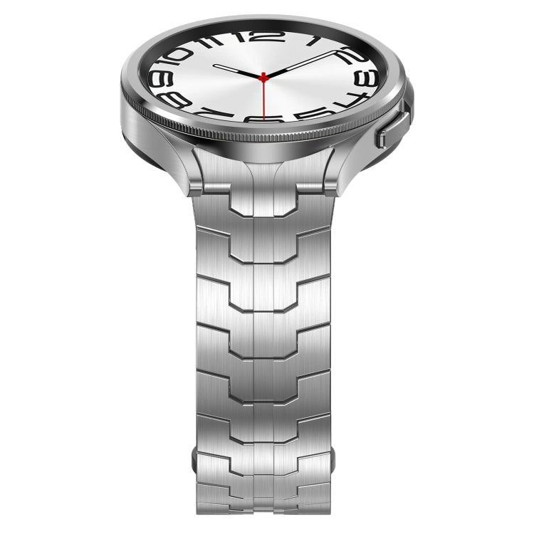 For Samsung Galaxy Watch6 Classic 43 / 47mm Lron Man Curved Connection Stainless Steel Watch Band(Silver) by bashfashion