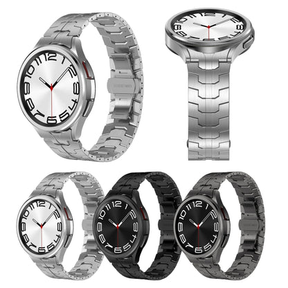 For Samsung Galaxy Watch6 Classic 43 / 47mm Lron Man Curved Connection Stainless Steel Watch Band(Silver) by bashfashion