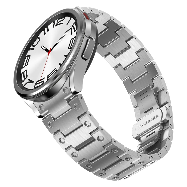For Samsung Galaxy Watch6 Classic 43 / 47mm Dual Circle Curved Connection Stainless Steel Watch Band(Silver) by bashfashion