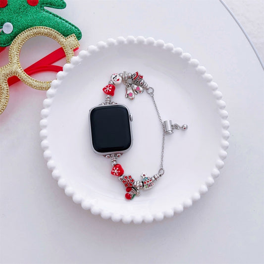 For Apple Watch SE 2023 44mm Zinc Alloy Christmas Watch Band(Pink) by bashfashion