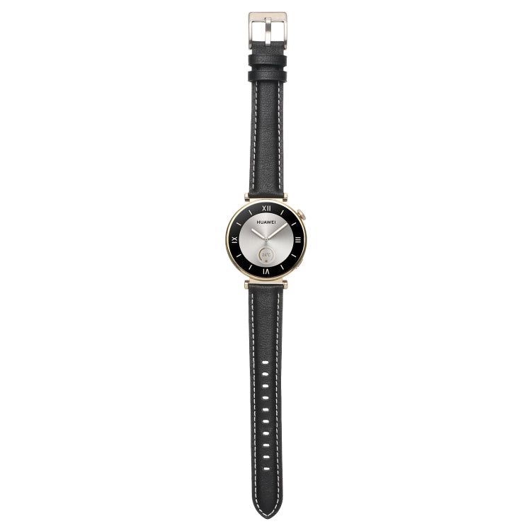 For Huawei Watch GT4 41mm 18mm Thread Pin Buckle Leather Watch Band(Black) by bashfashion