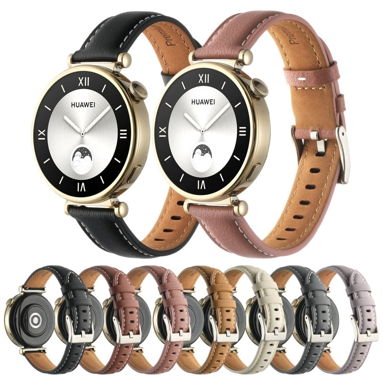 For Huawei Watch GT4 41mm 18mm Thread Pin Buckle Leather Watch Band(Black) by bashfashion