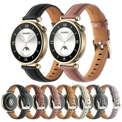 For Huawei Watch GT4 41mm 18mm Thread Pin Buckle Leather Watch Band(Black) by bashfashion