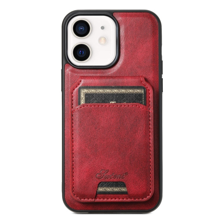 For iPhone 12 Suteni H15 MagSafe Oil Eax Leather Detachable Wallet Back Phone Case(Red) by Suteni