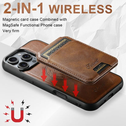 For iPhone 17 Pro Max Suteni H15 MagSafe Oil Eax Leather Detachable Wallet Back Phone Case(Brown) by Suteni