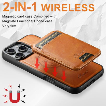 For iPhone 17 Pro Max Suteni H15 MagSafe Oil Eax Leather Detachable Wallet Back Phone Case(Khaki) by Suteni