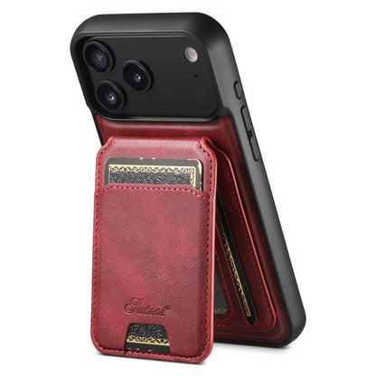 For iPhone 17 Pro Suteni H15 MagSafe Oil Eax Leather Detachable Wallet Back Phone Case(Red) by Suteni
