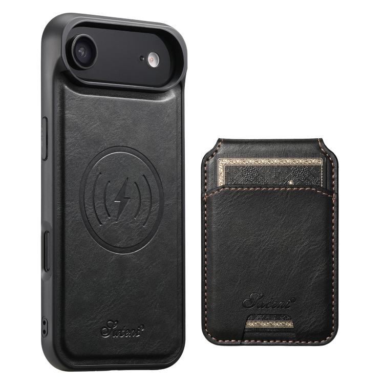 For iPhone Air Suteni H15 MagSafe Oil Eax Leather Detachable Wallet Back Phone Case(Black) by Suteni